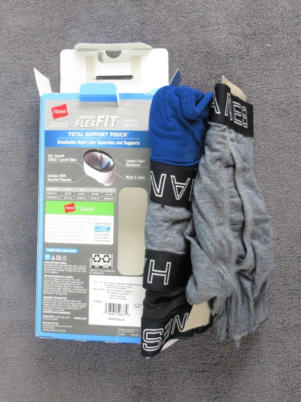 Men's Hanes Flex Fit Briefs with Total Support Pouch - four pairs - Picture 2 of 4